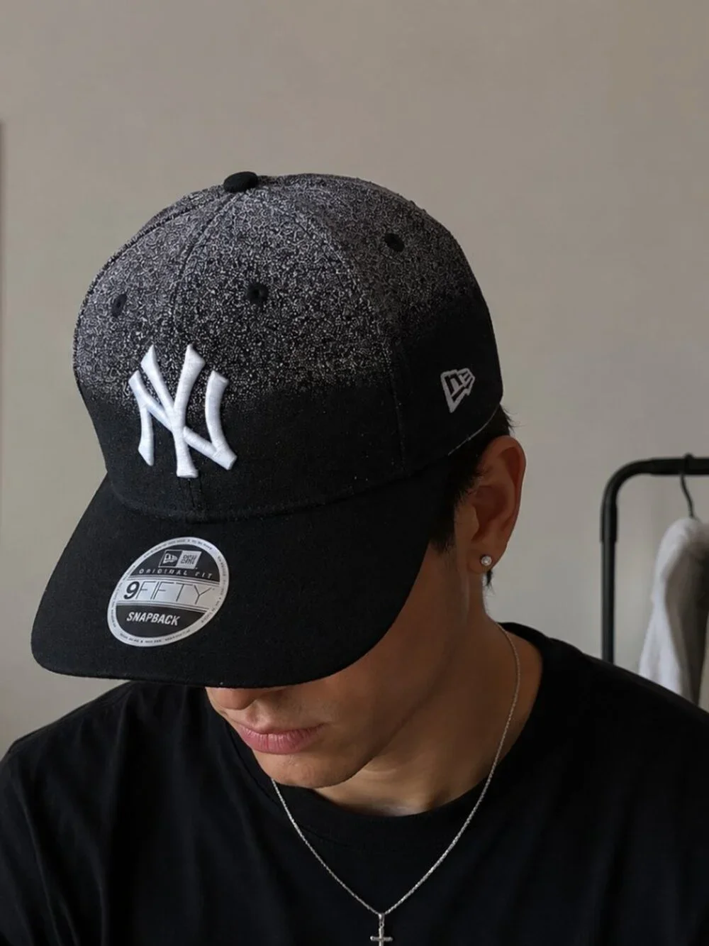 New Era New York Yankees 9FIFTY Snapback Hat Black Gray Speckled Adjustable Cap
